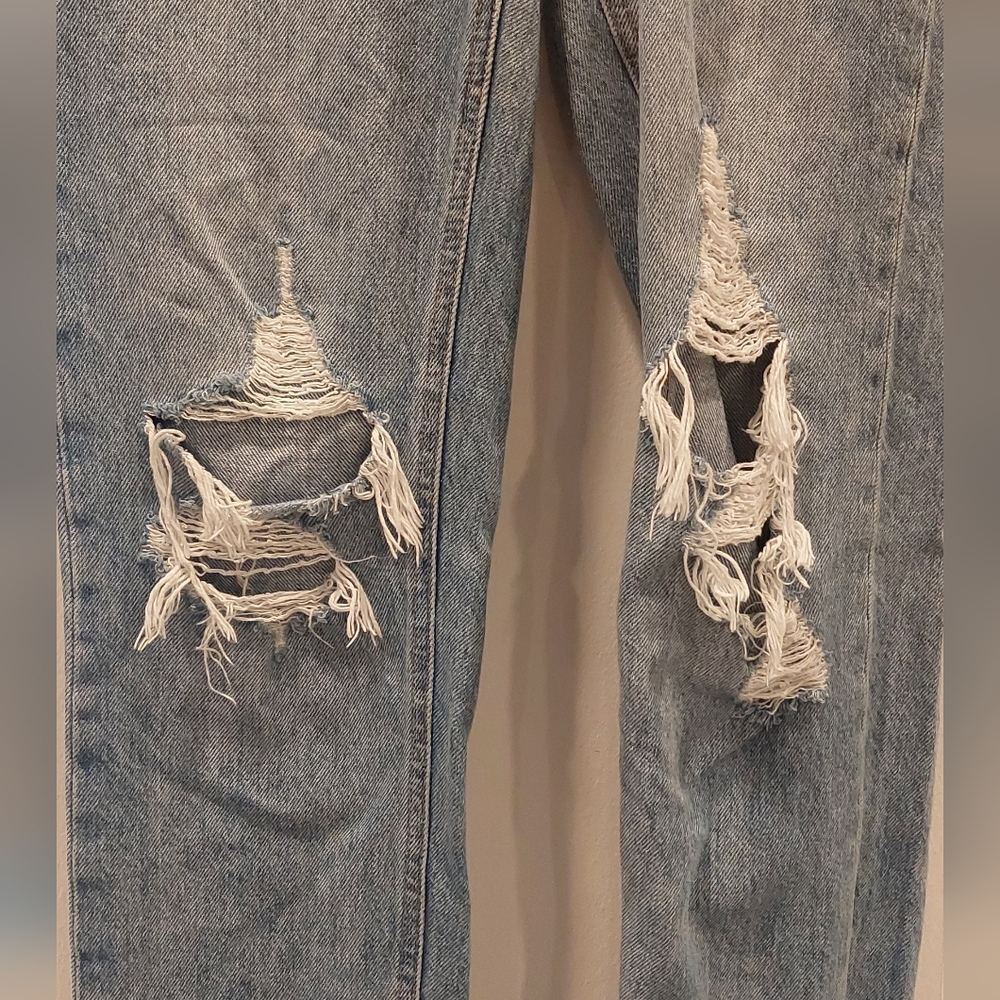 GAP Distressed Light Blue Straight Leg Jeans - Picture 2 of 6